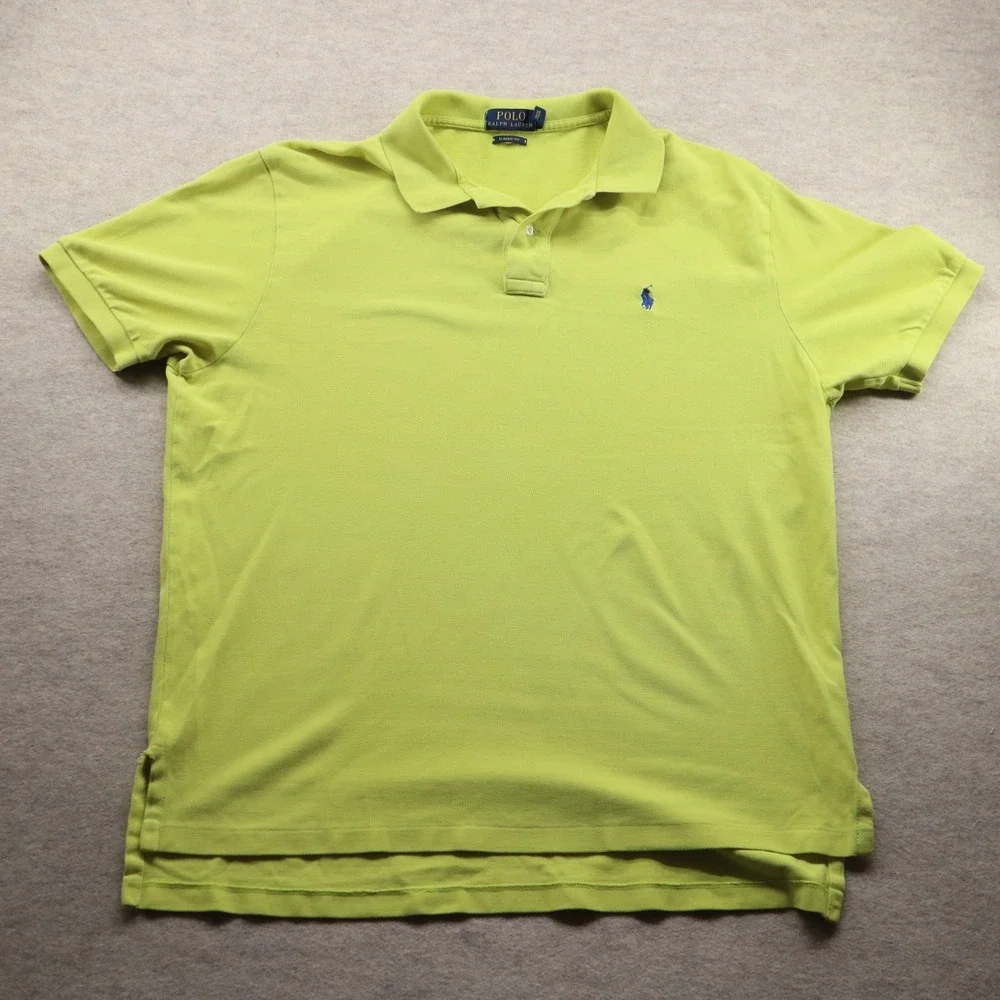 Polo Ralph Lauren Shirt XL Classic Fit Modern Lime Green Pique Pony Logo